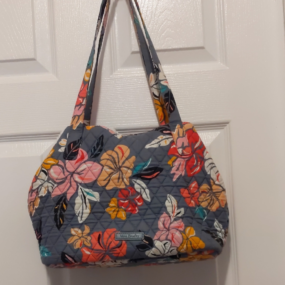 Vera Bradley Gray Floral Shoulder Purse Bag